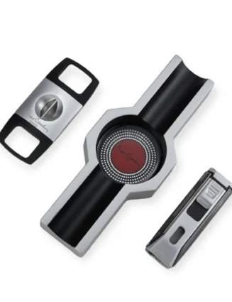 Cigar ashtray Double Holder, lighter and Shape Cutter Set - PCX-025